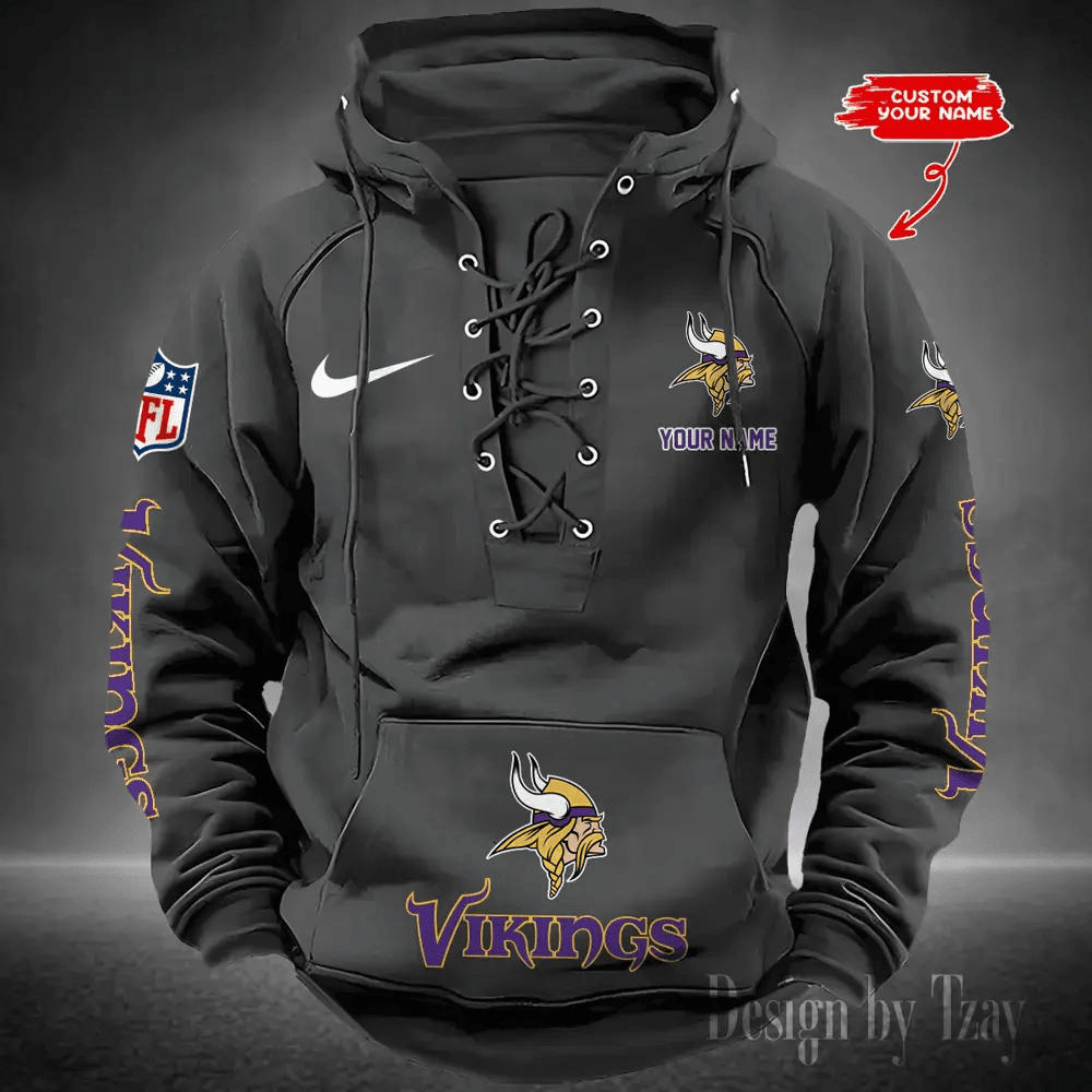 Minnesota Vikings Men's Hooded Lace-up Hoodie PBPJUR4