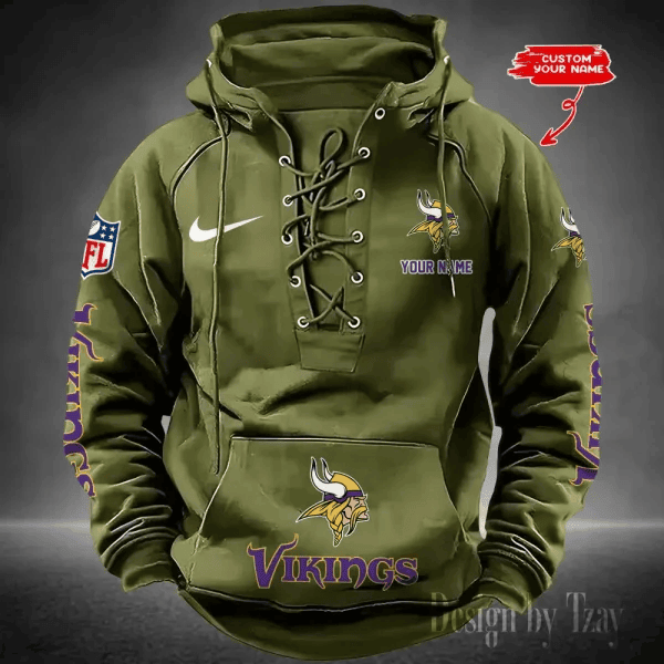 Minnesota Vikings Men's Hooded Lace-up Hoodie PBPJUR4