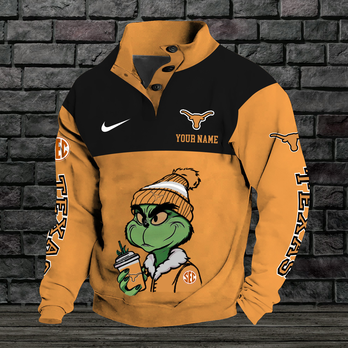 Texas Longhorns Double Breasted Stand Collar Hoodies LUXY87H