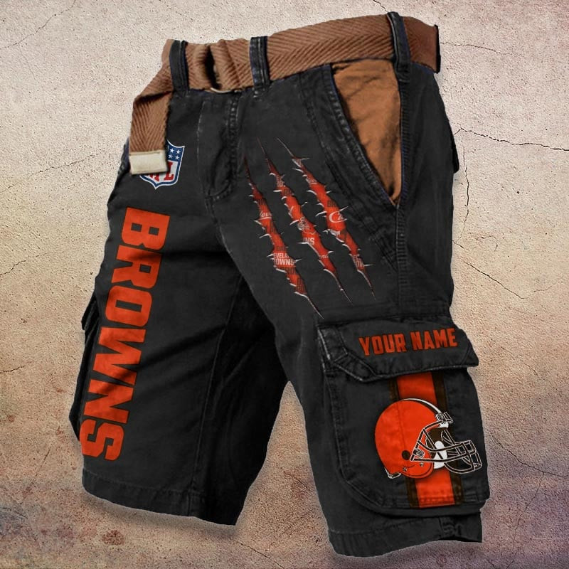 Cleveland Browns Pocket Print Cargo Shorts (Belt Not Included) S9MCS073