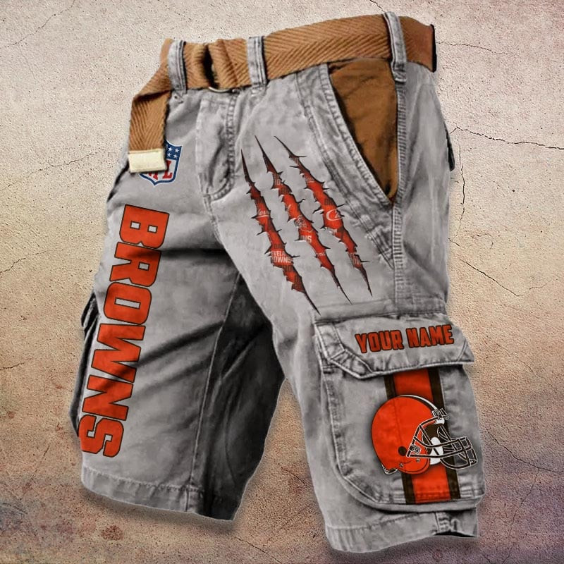 Cleveland Browns Pocket Print Cargo Shorts (Belt Not Included) PBFFG92