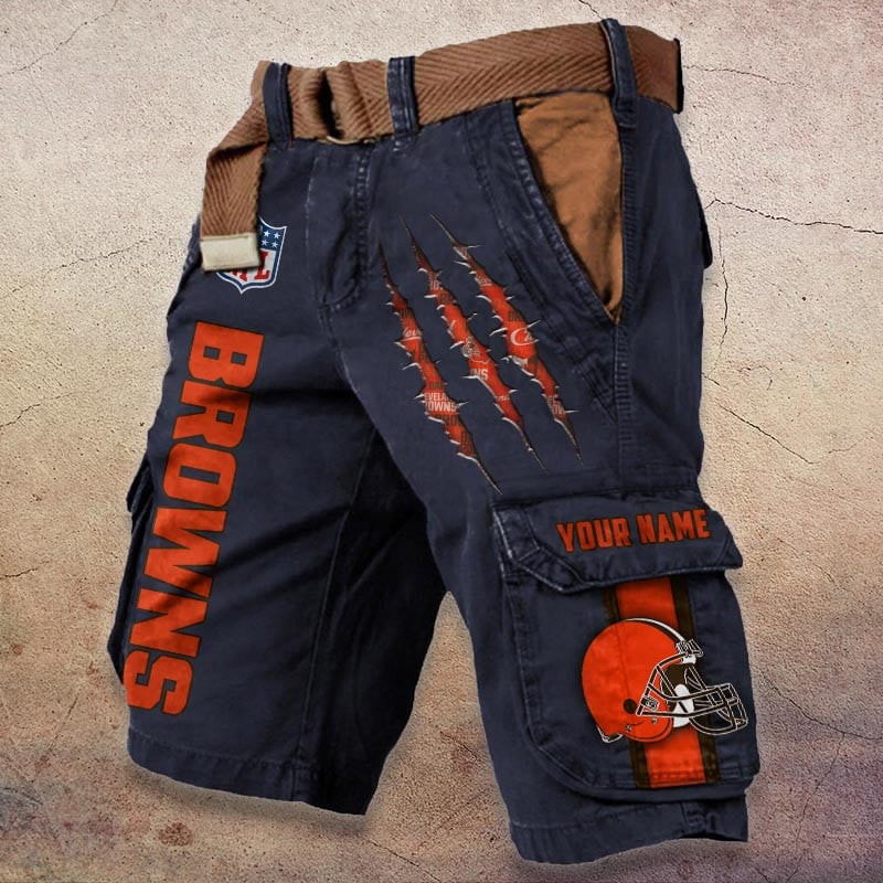 Cleveland Browns Pocket Print Cargo Shorts (Belt Not Included) PBFFG92