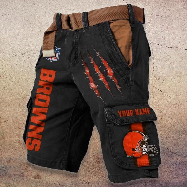 Cleveland Browns Pocket Print Cargo Shorts (Belt Not Included) PBFFG92