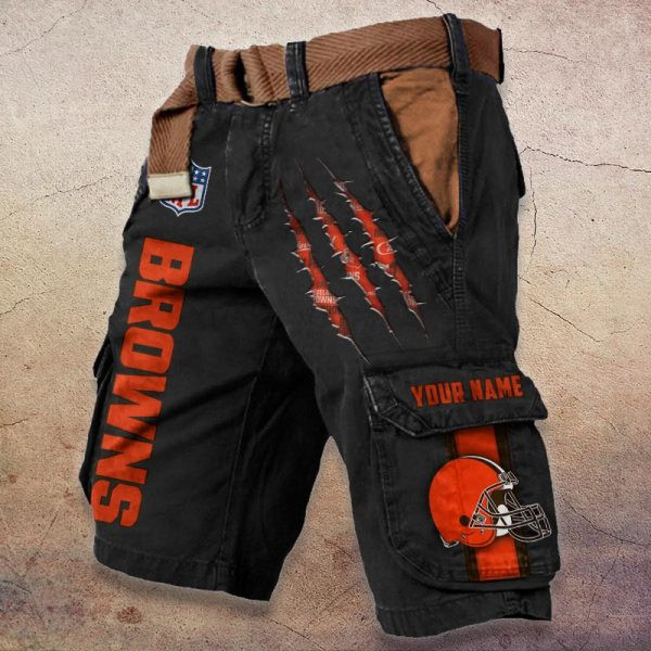 Cleveland Browns Pocket Print Cargo Shorts (Belt Not Included) PBFFG92