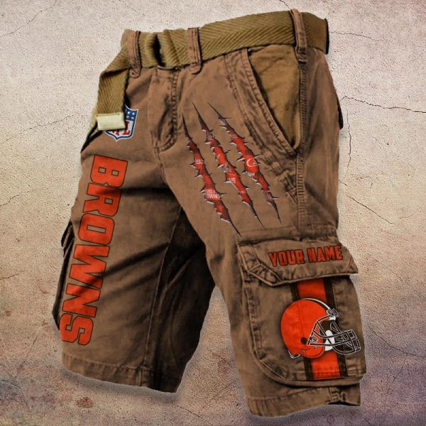 Cleveland Browns Pocket Print Cargo Shorts (Belt Not Included) PBFFG92