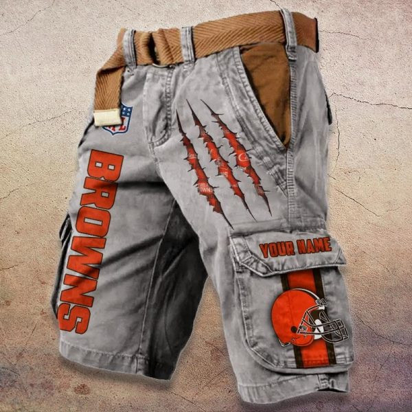 Cleveland Browns Pocket Print Cargo Shorts (Belt Not Included) PBFFG92