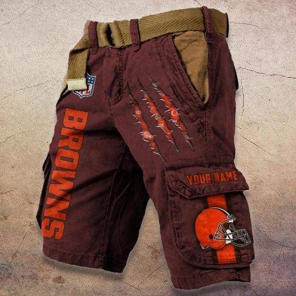 Cleveland Browns Pocket Print Cargo Shorts (Belt Not Included) PBFFG92