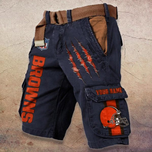 Cleveland Browns Pocket Print Cargo Shorts (Belt Not Included) PBFFG92