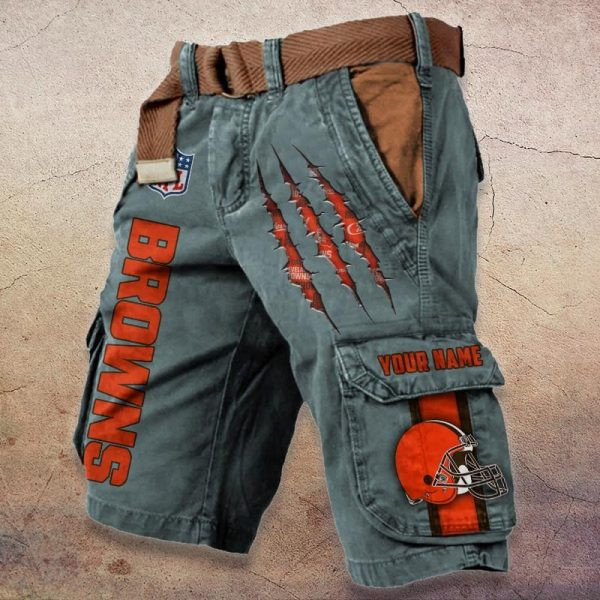 Cleveland Browns Pocket Print Cargo Shorts (Belt Not Included) PBFFG92