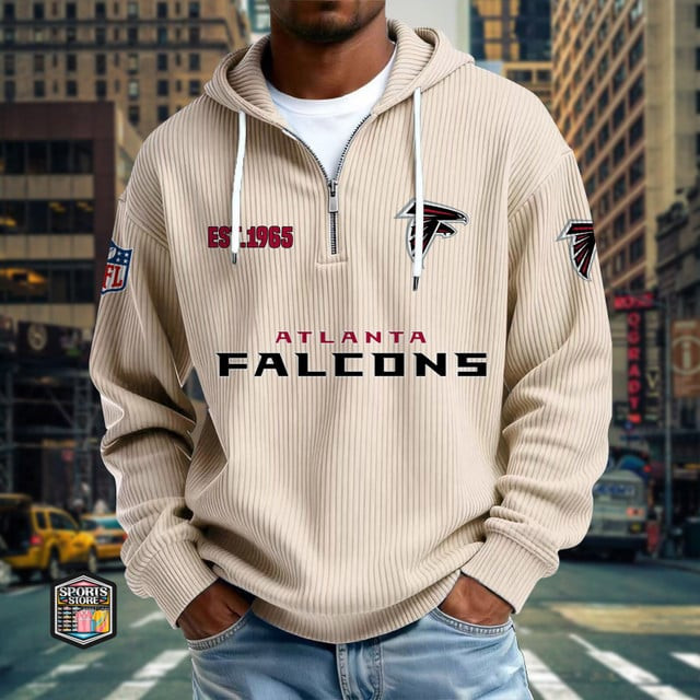 Atlanta Falcons Ribbed Texture Zipper Long Sleeve Hoodie SPTRTZLSH002