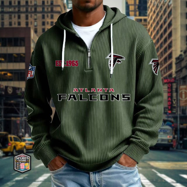 Atlanta Falcons Ribbed Texture Zipper Long Sleeve Hoodie PBO371A