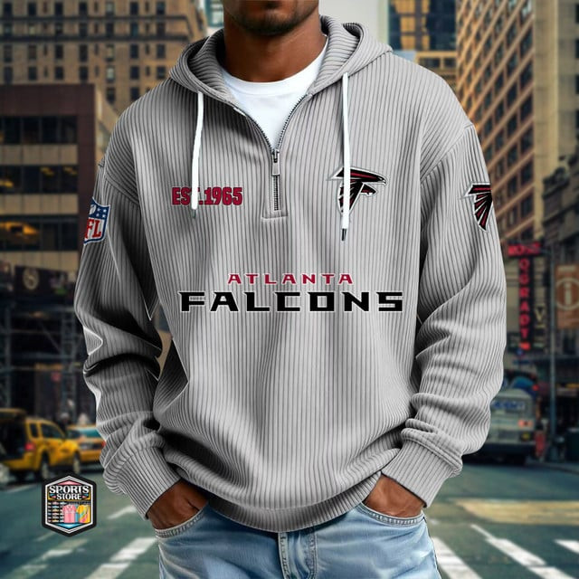 Atlanta Falcons Ribbed Texture Zipper Long Sleeve Hoodie PBO371A