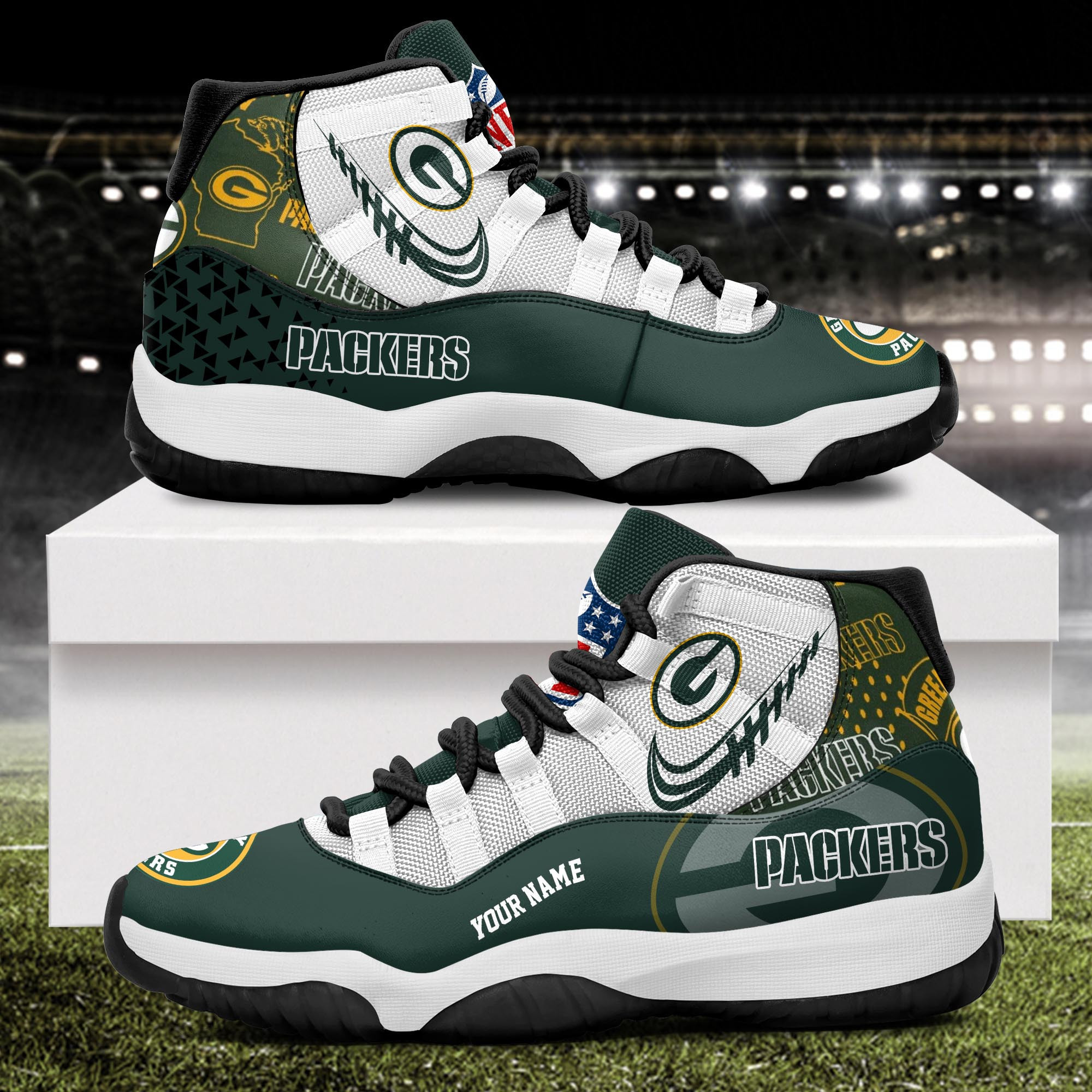 Green Bay Packers Air Jordan 11 Shoes JD014
