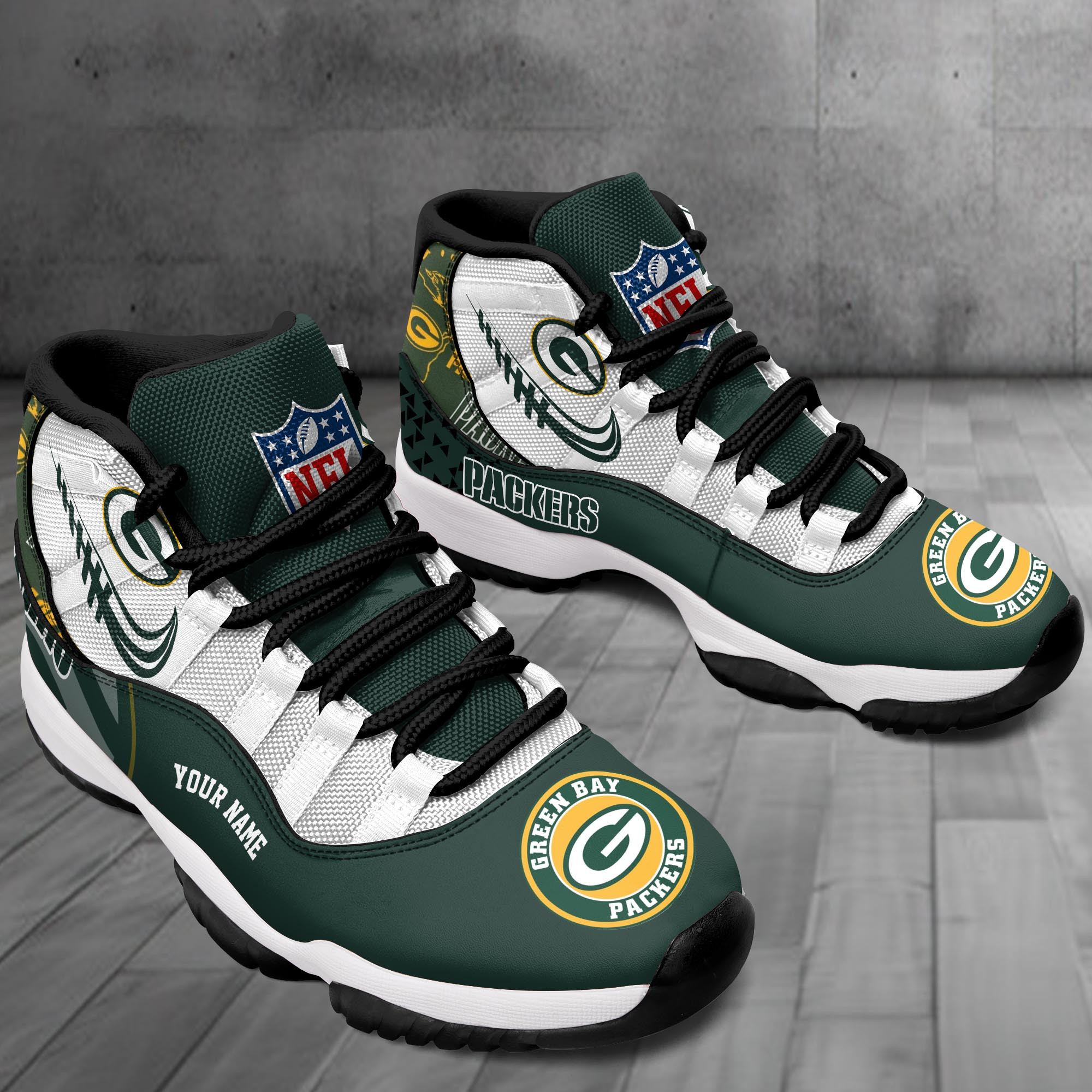 Green Bay Packers Air Jordan 11 Shoes PBR8OKV