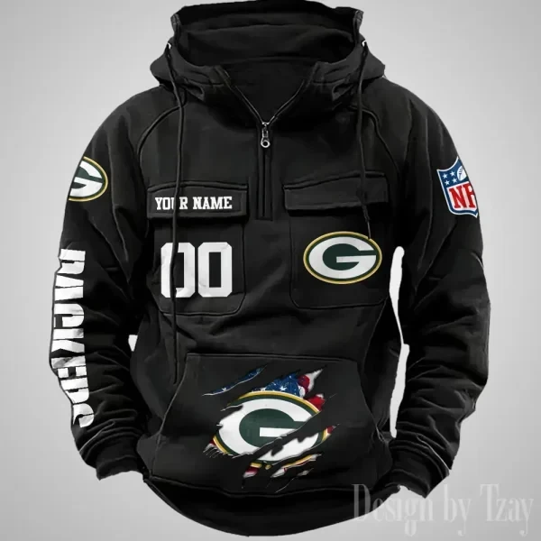 Green Bay Packers Designer Hoodies For Men Casual Fashion Solid Multi-Pocket Zipper Long Slevee PBHE9HA