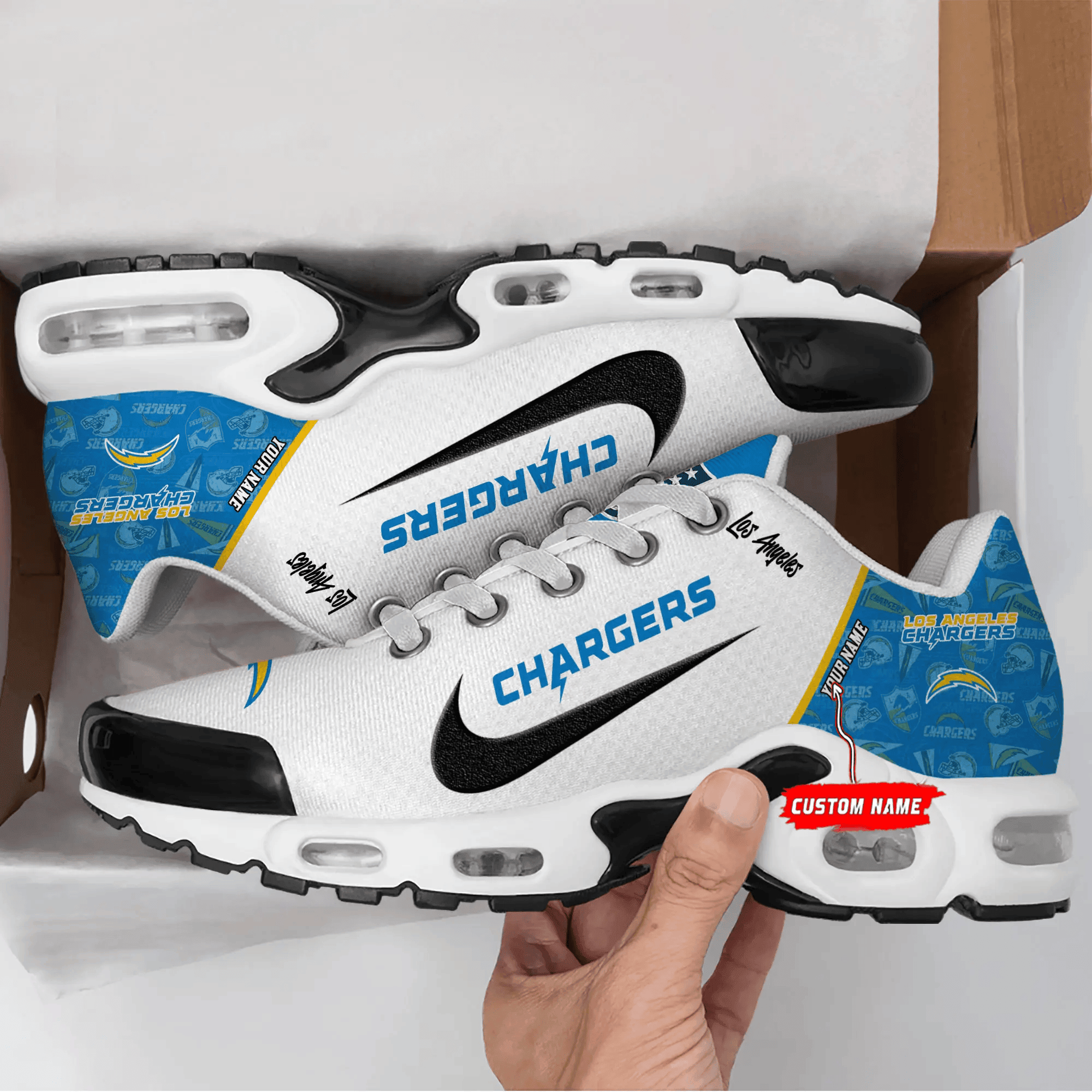 Los Angeles Chargers Personalized Plus T-N Youth Sneakers PBXKF5Q