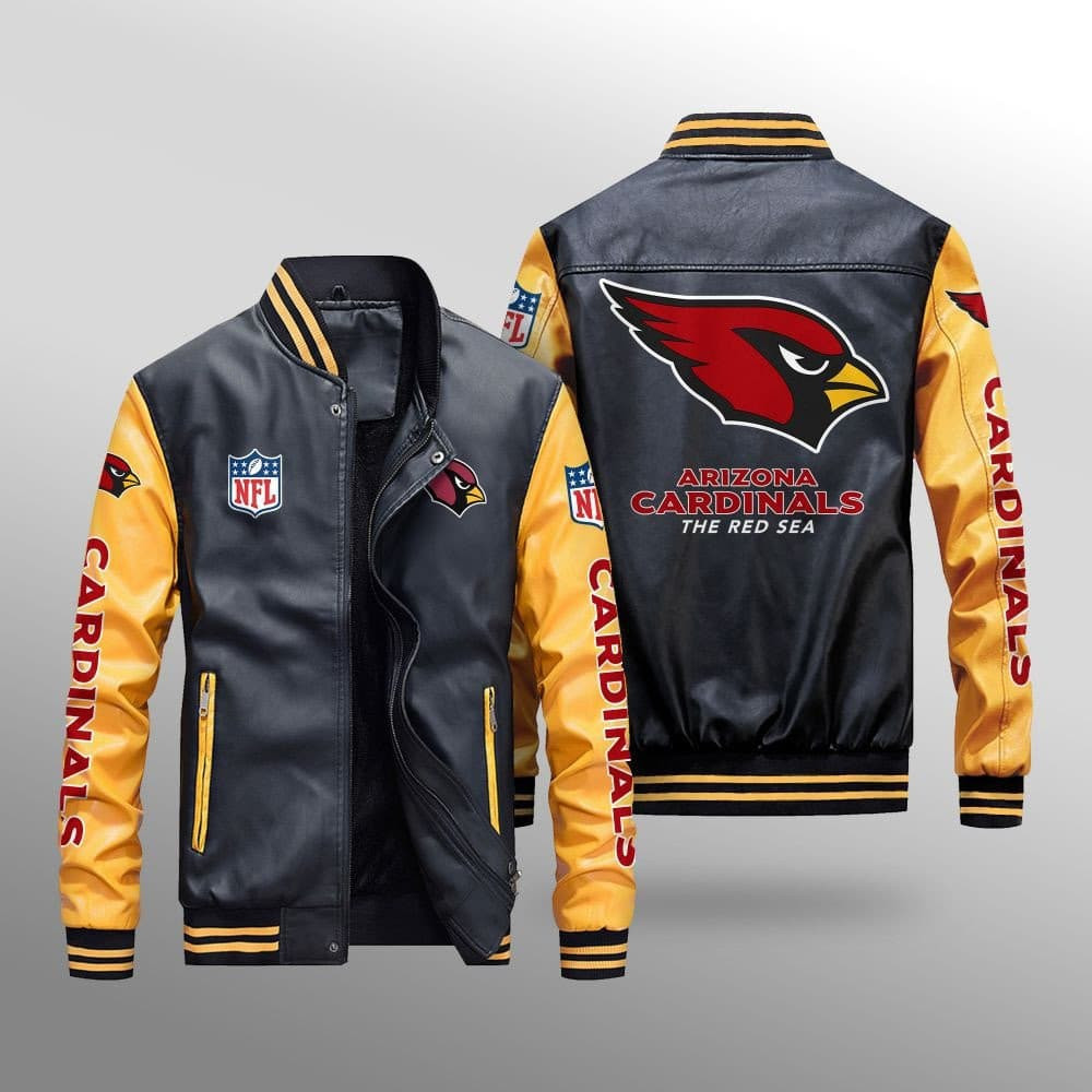Arizona Cardinals Premium Fleece-Lined Leather Bomber Jacket PB57YRY