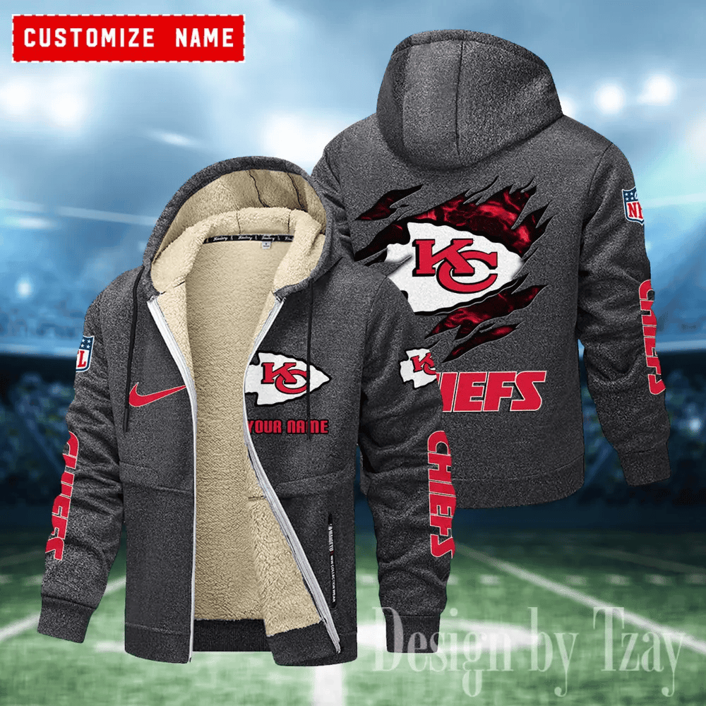 Kansas City Chiefs Hoodies Zip Velvet Coat PBSZLN2