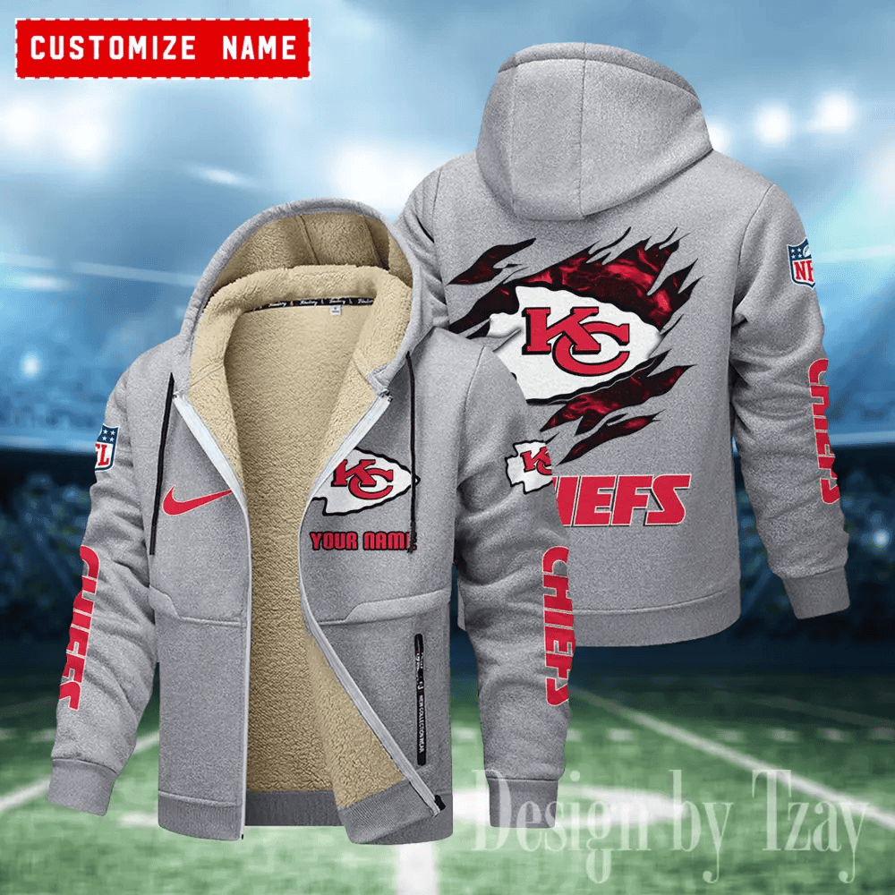 Kansas City Chiefs Hoodies Zip Velvet Coat PBSZLN2
