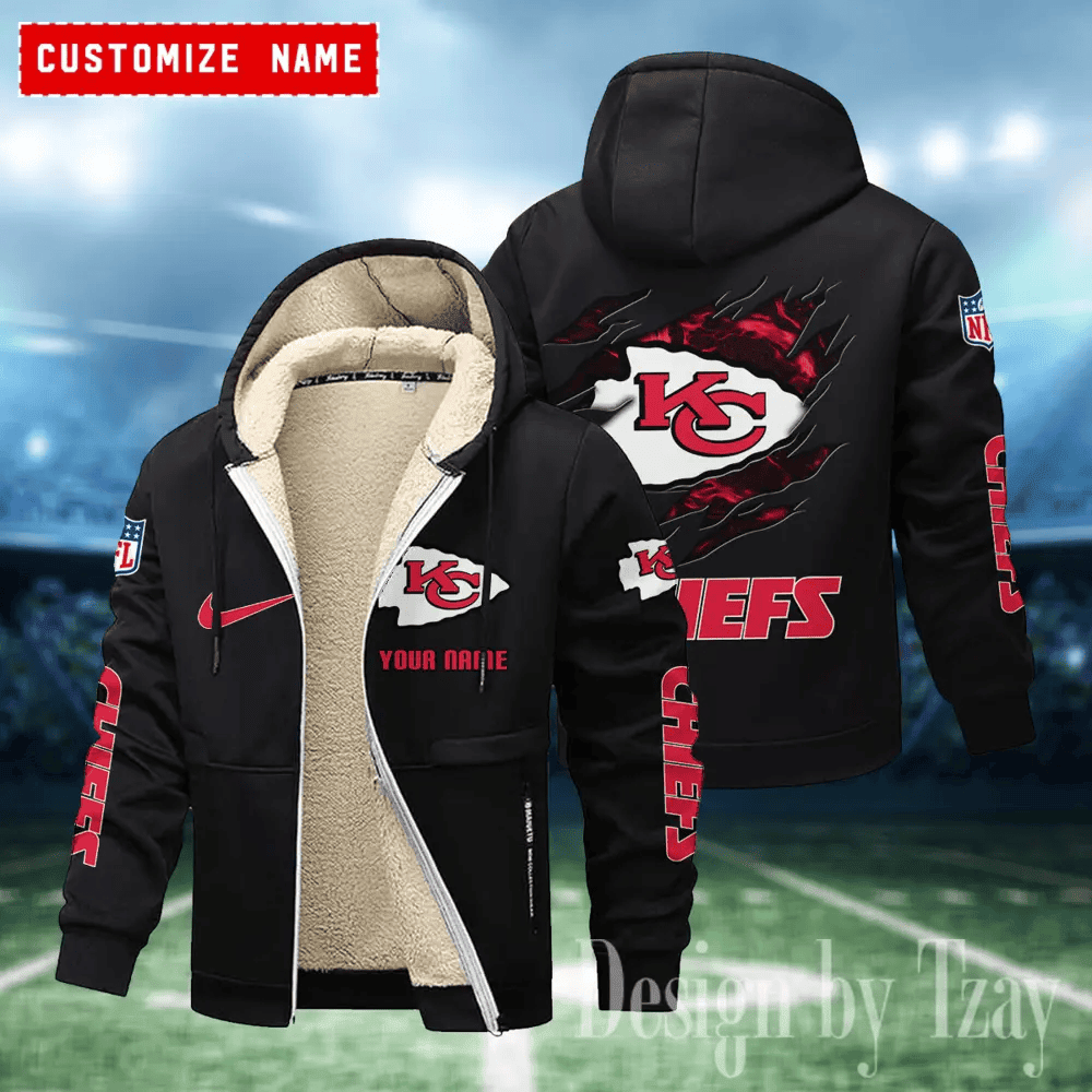 Kansas City Chiefs Hoodies Zip Velvet Coat PBSZLN2
