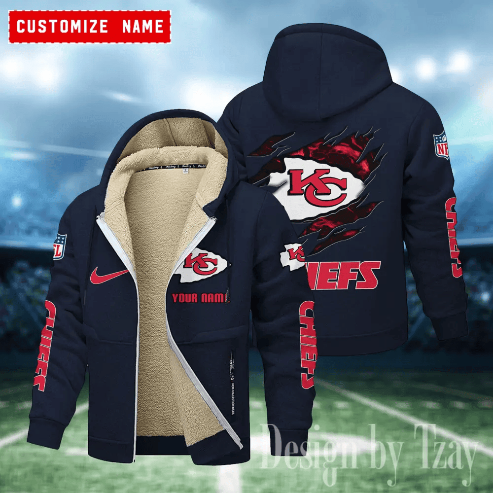 Kansas City Chiefs Hoodies Zip Velvet Coat PBSZLN2