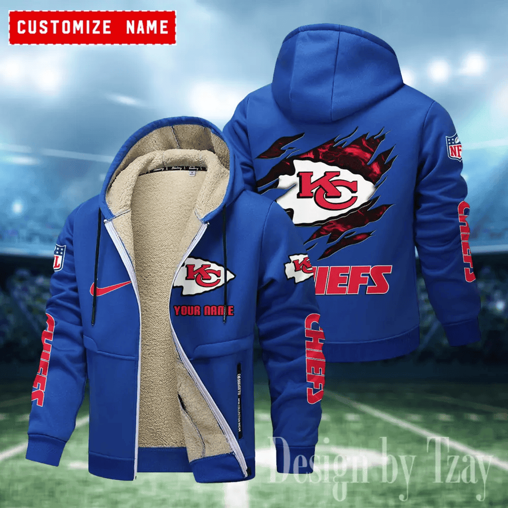 Kansas City Chiefs Hoodies Zip Velvet Coat PBSZLN2