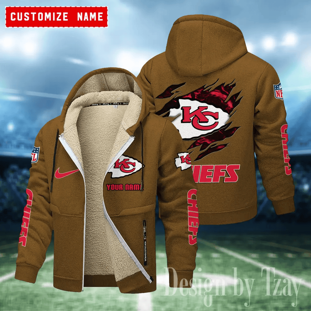 Kansas City Chiefs Hoodies Zip Velvet Coat PBSZLN2