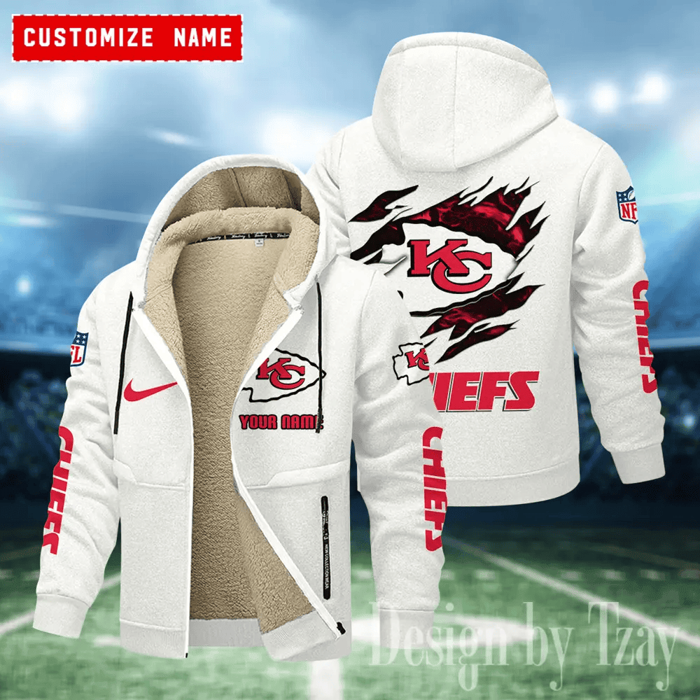Kansas City Chiefs Hoodies Zip Velvet Coat PBSZLN2