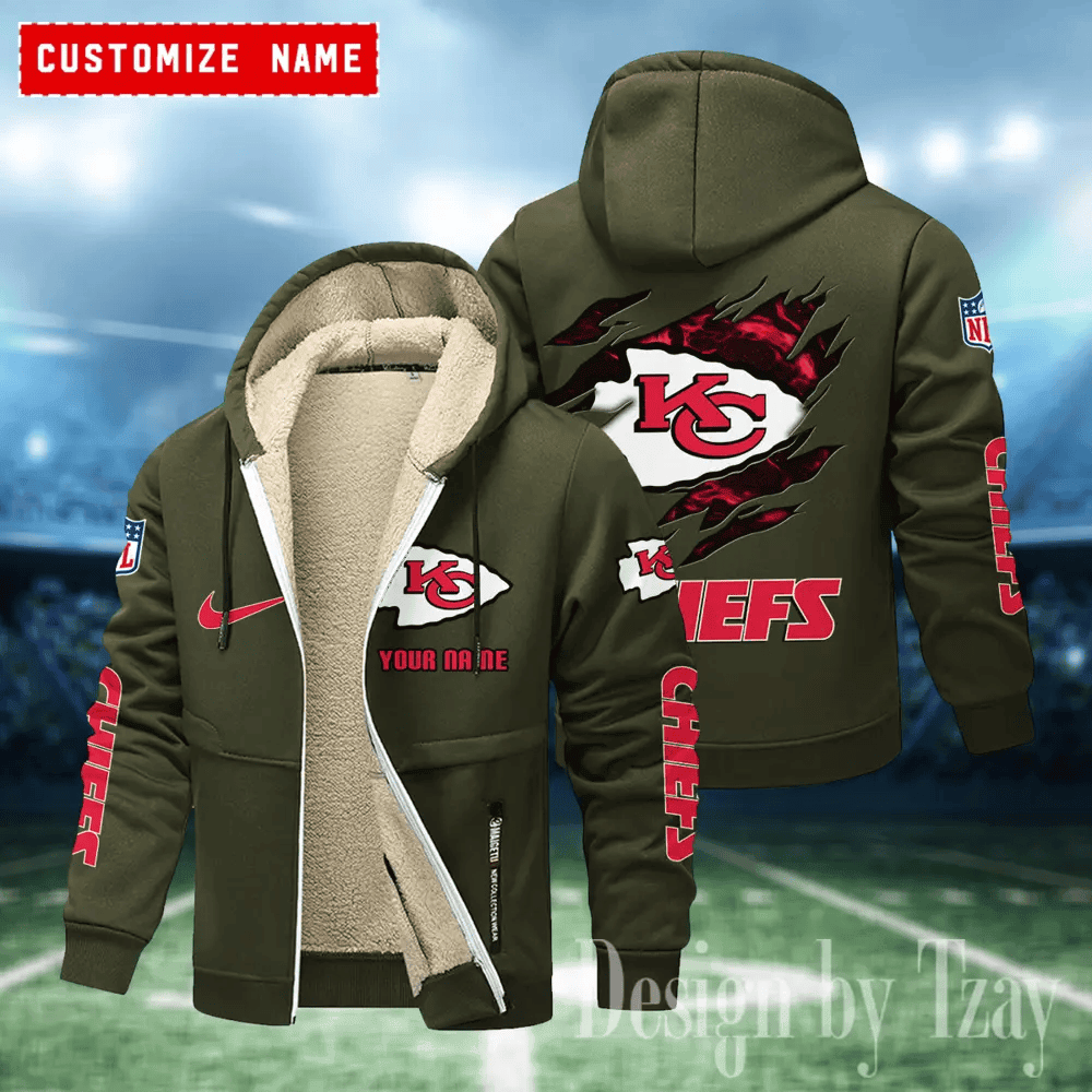 Kansas City Chiefs Hoodies Zip Velvet Coat PBSZLN2