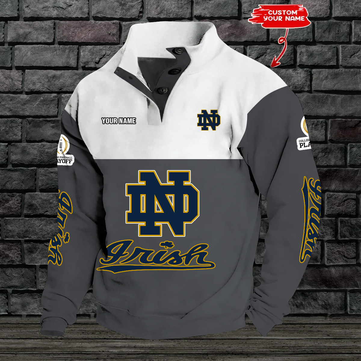 Notre Dame Double Breasted Stand Collar Hoodies PBL2G13