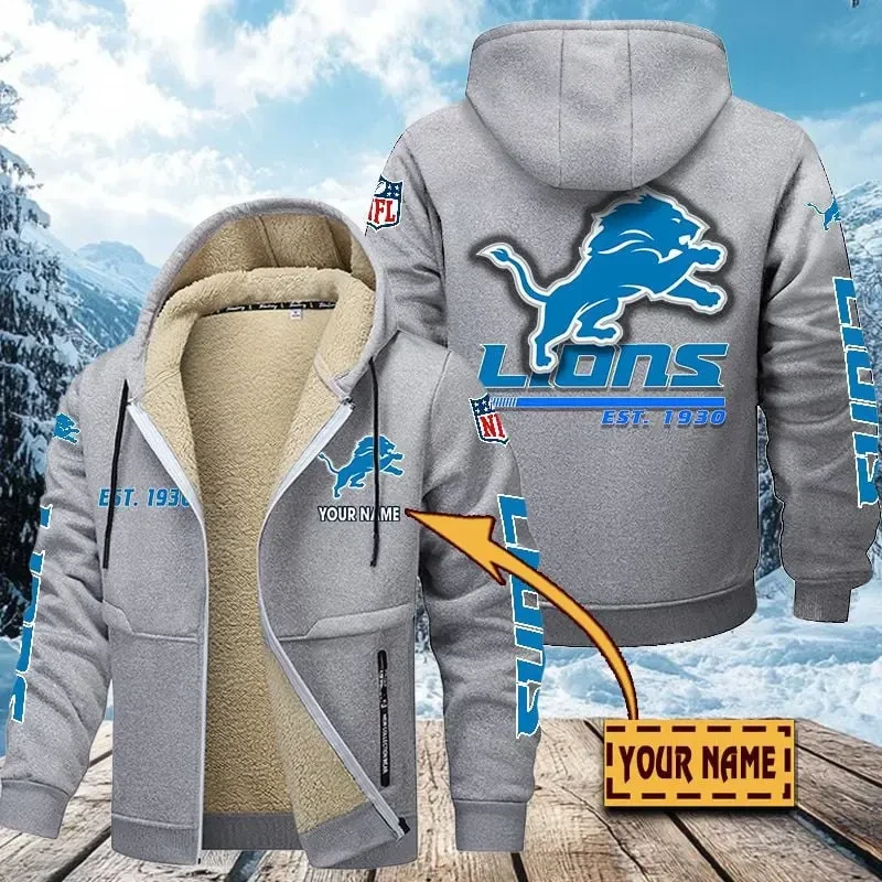 Detroit Lions Zip Up Fur Coat ANZTZH126