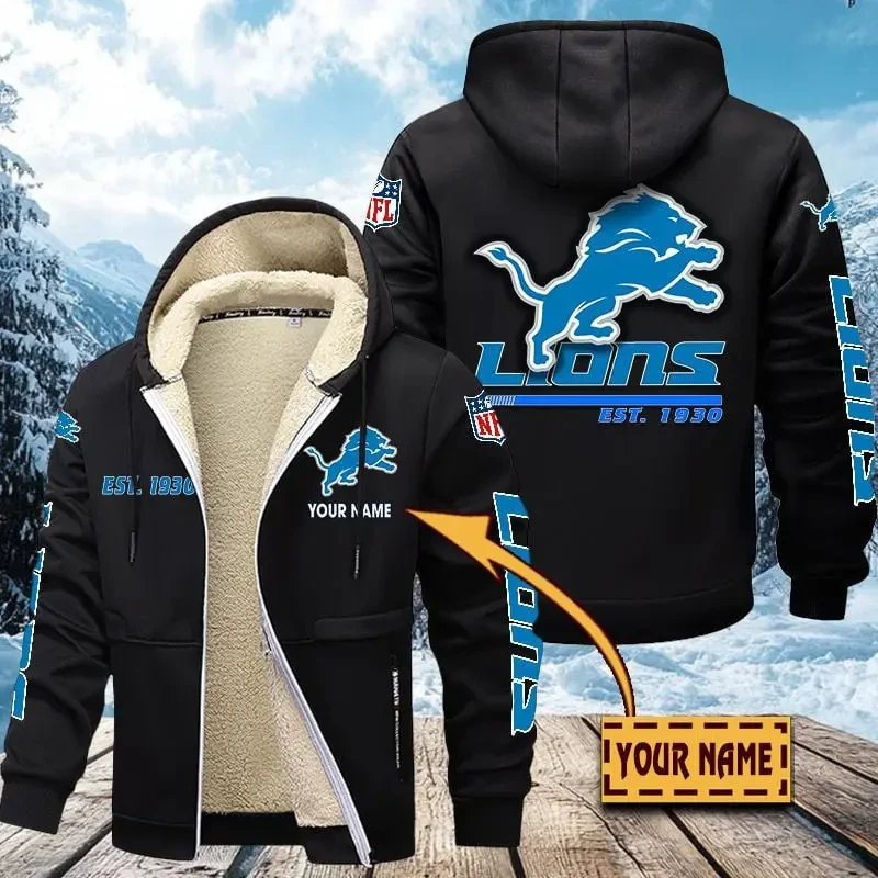 Detroit Lions Zip Up Fur Coat PBG4P0E