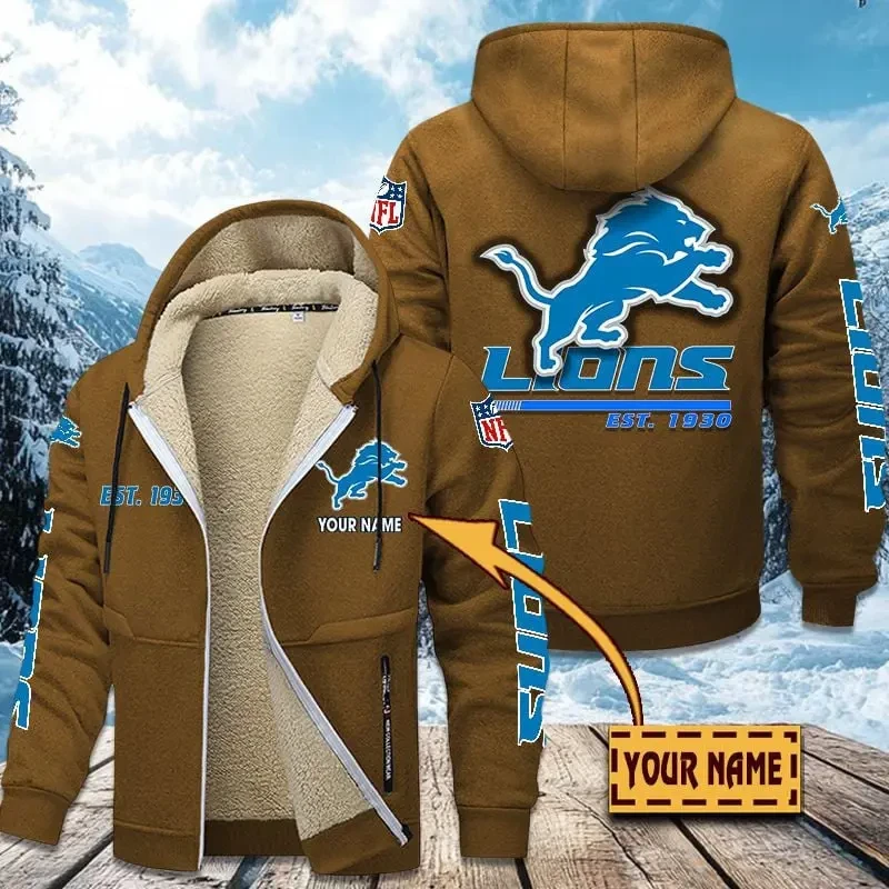Detroit Lions Zip Up Fur Coat PBG4P0E