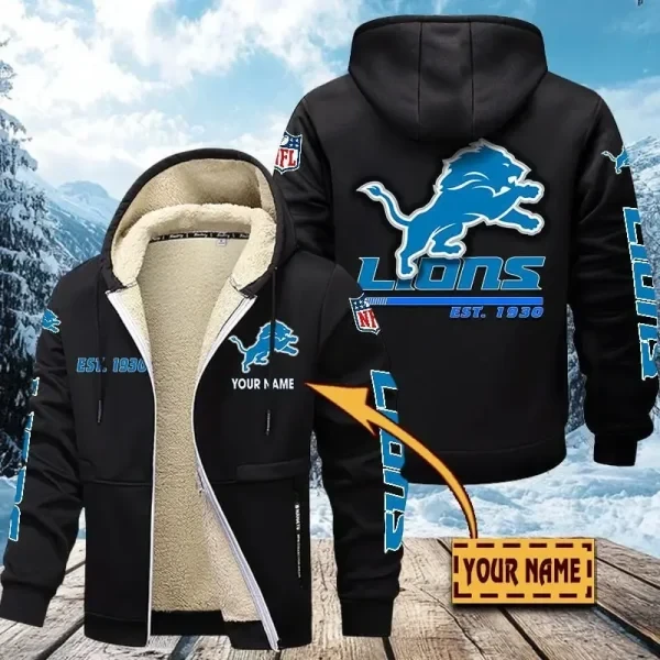 Detroit Lions Zip Up Fur Coat PBG4P0E