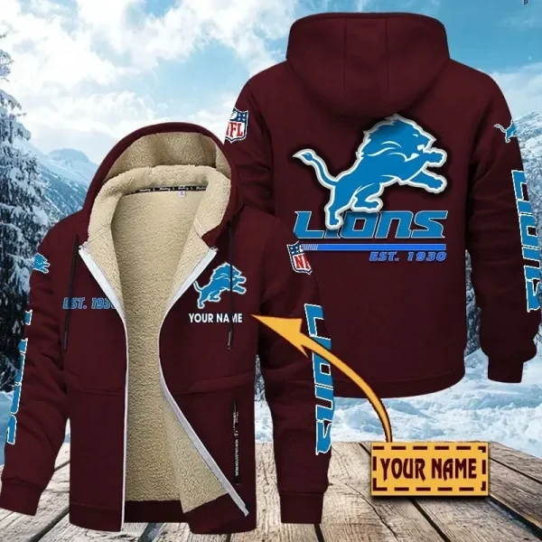 Detroit Lions Zip Up Fur Coat PBG4P0E