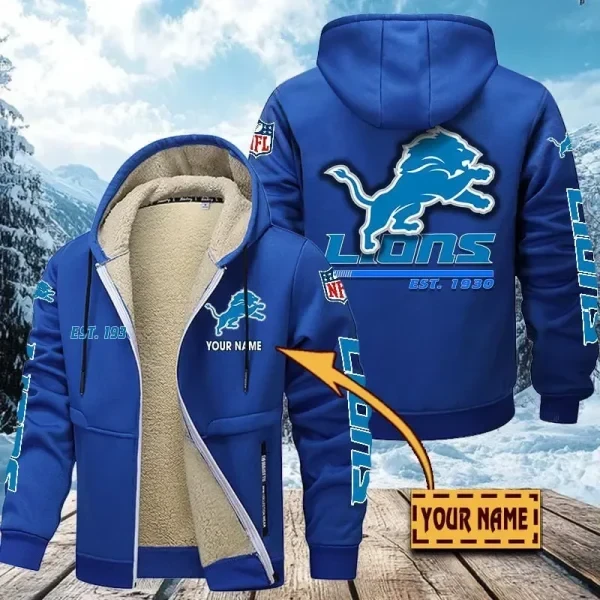 Detroit Lions Zip Up Fur Coat PBG4P0E