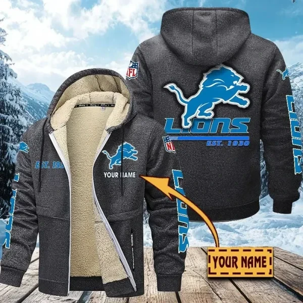 Detroit Lions Zip Up Fur Coat PBG4P0E