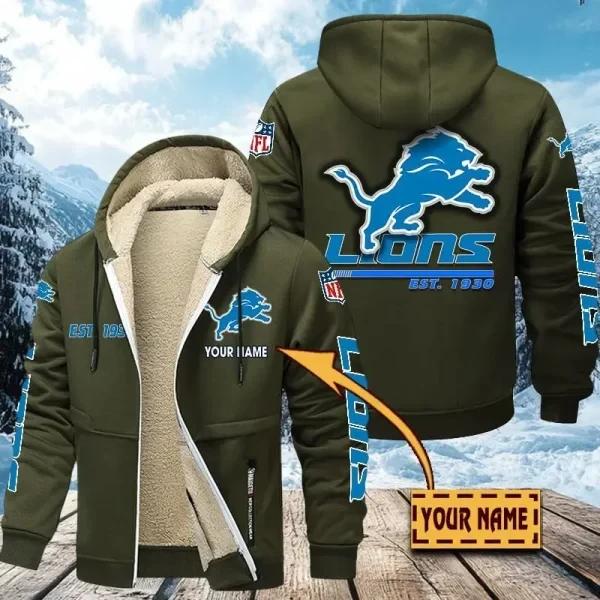 Detroit Lions Zip Up Fur Coat PBG4P0E