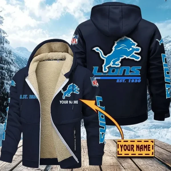 Detroit Lions Zip Up Fur Coat PBG4P0E
