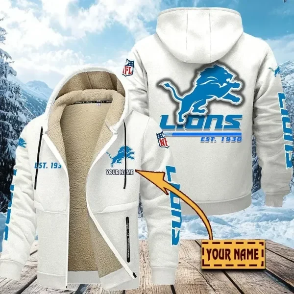 Detroit Lions Zip Up Fur Coat PBG4P0E