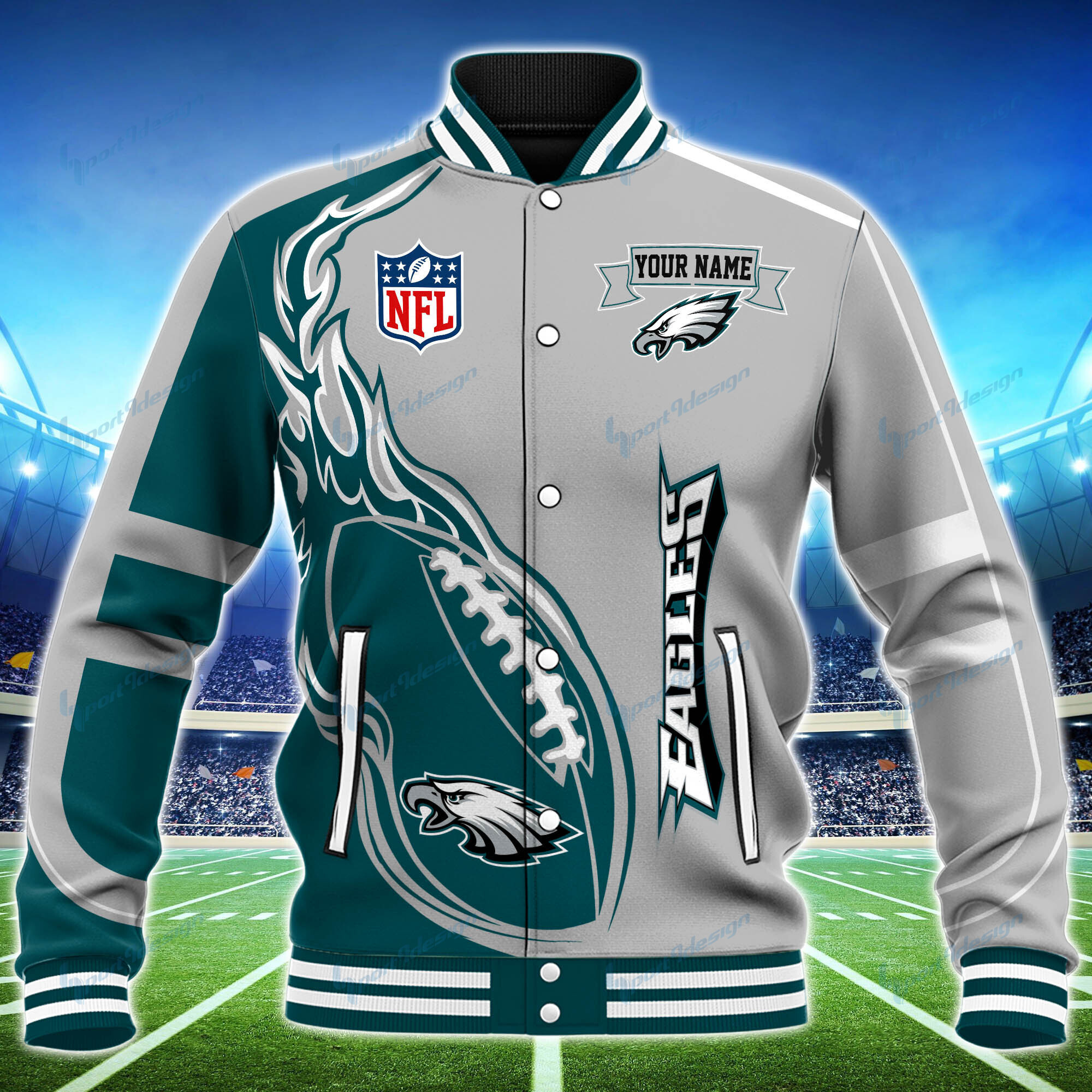 Philadelphia Eagles Personalized Baseball Jacket PBIU0BW
