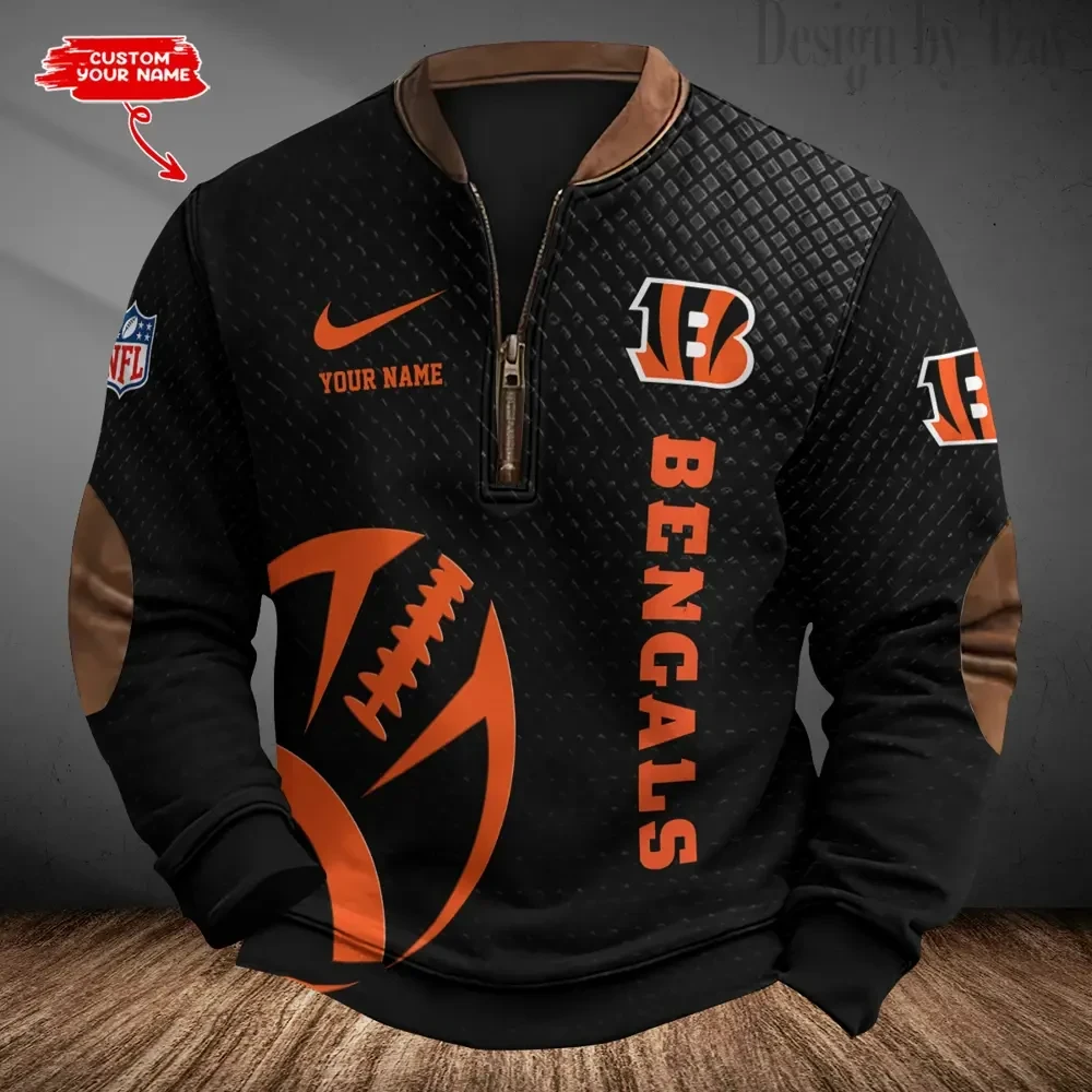 Cincinnati Bengals Men's Vintage Zipper Stand Collar Sweatshirt S9MPZNS212