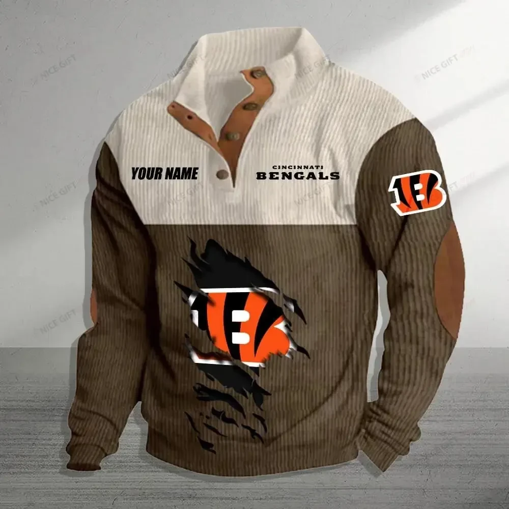 Cincinnati Bengals Color Block Stand Collar Sweatshirt PBWHJ4Z