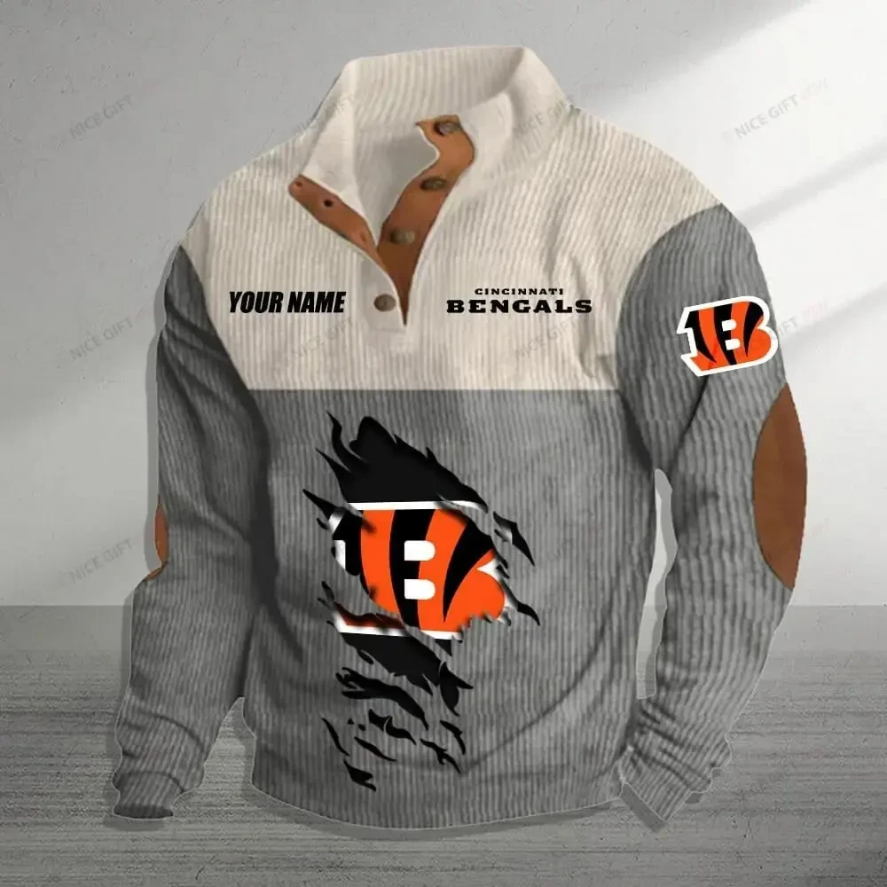 Cincinnati Bengals Color Block Stand Collar Sweatshirt PBWHJ4Z