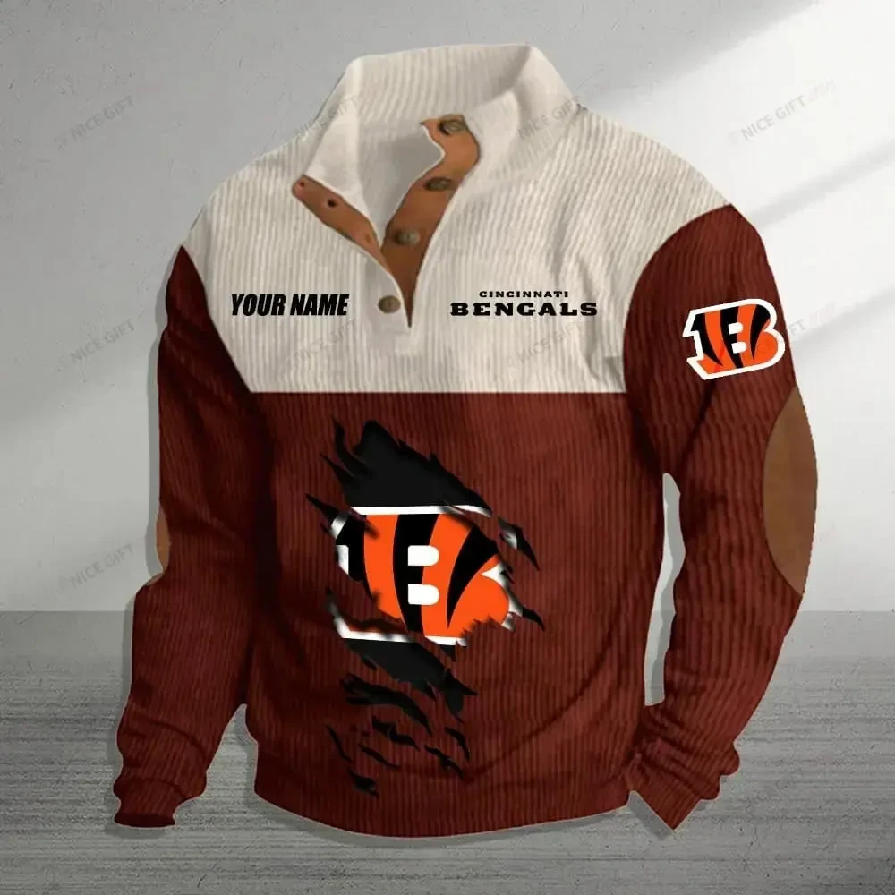 Cincinnati Bengals Color Block Stand Collar Sweatshirt PBWHJ4Z
