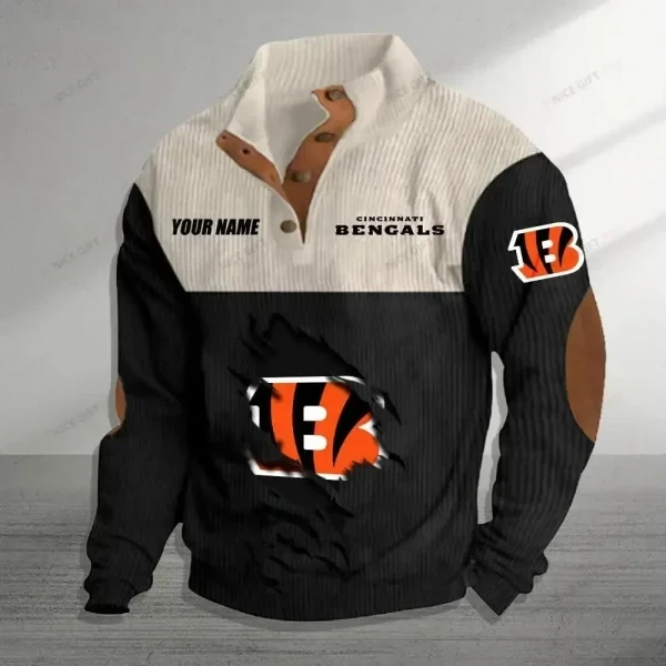 Cincinnati Bengals Color Block Stand Collar Sweatshirt PBWHJ4Z