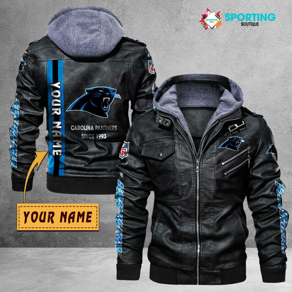 Carolina Panthers VITC9014 – Premium & Ultra-Thick Leather Jacket with Fleece Hood