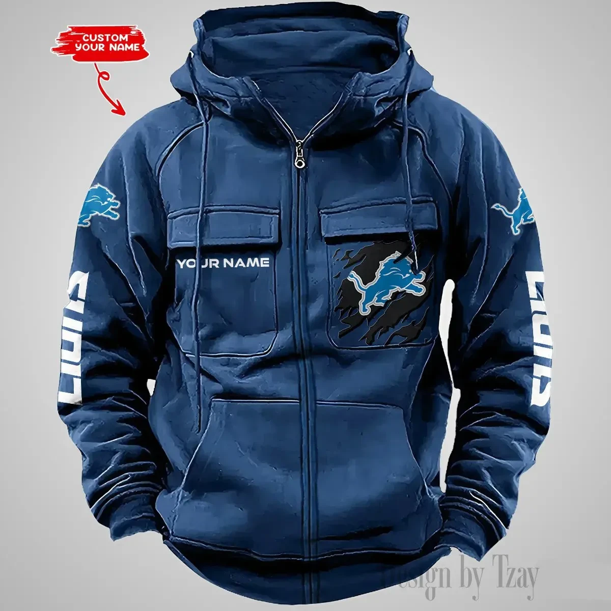 Detroit Lions Vintage Men's Hoodie DV2 AZVMHD042
