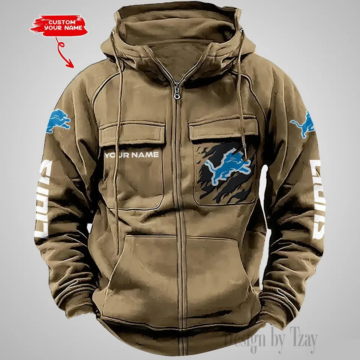 Detroit Lions Vintage Men's Hoodie DV2 PB4OFIQ