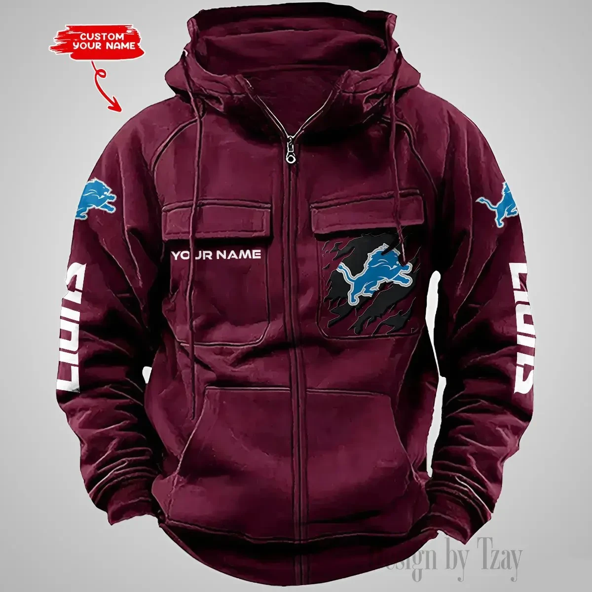 Detroit Lions Vintage Men's Hoodie DV2 PB4OFIQ